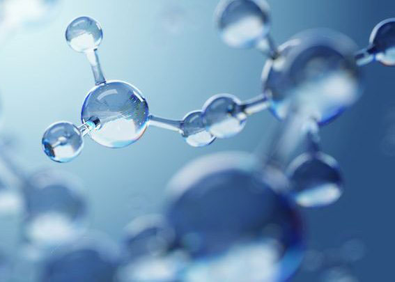 3d illustration of a molecular structure in a blue-toned background.