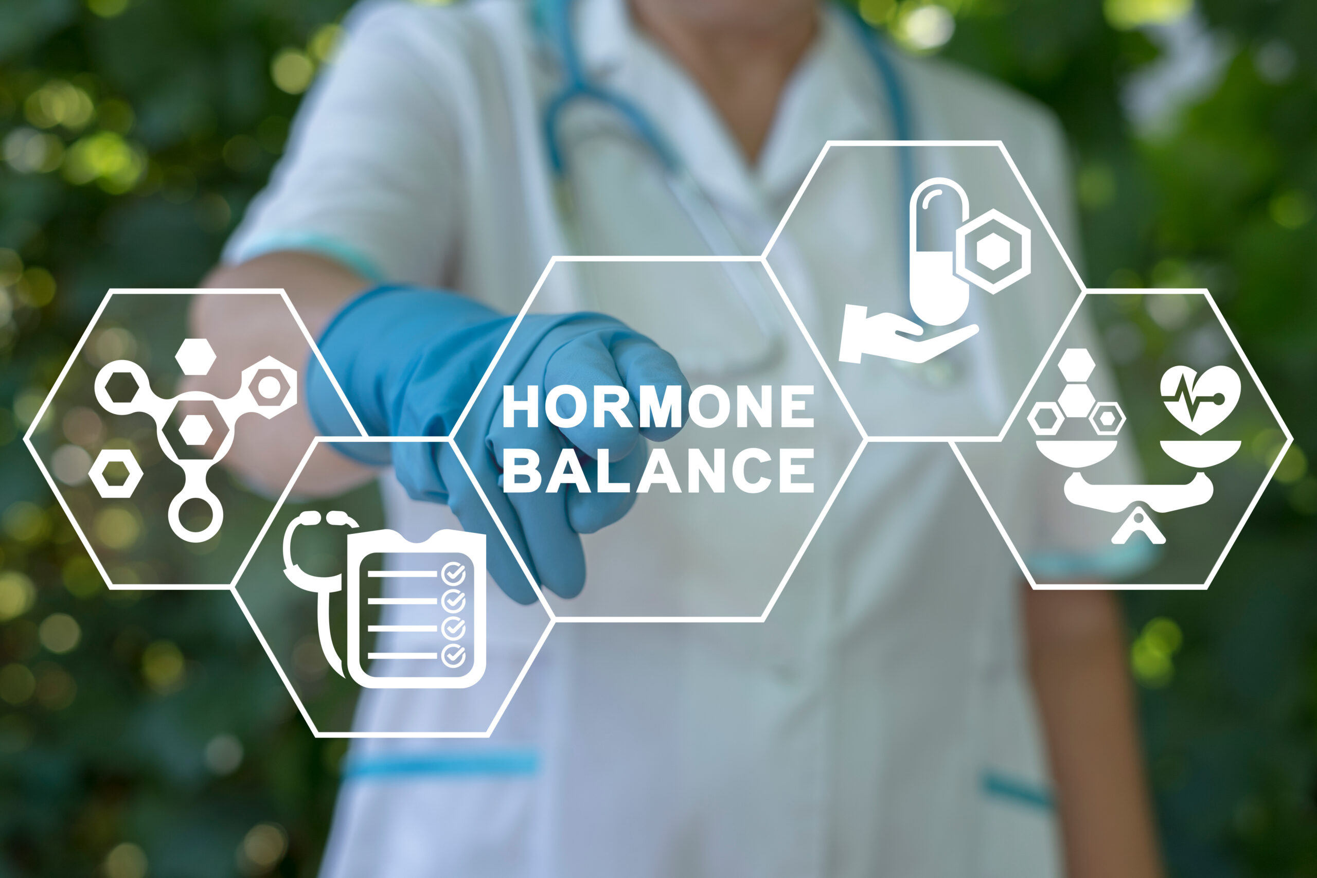 Concept of hormone balance. Hormonal therapy. Hormones treatment