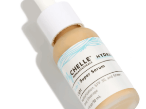 Bottle of Mychelle - Super Serum Light SPF 30 against white background.