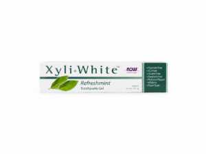 Xyli White Toothpaste against white background.